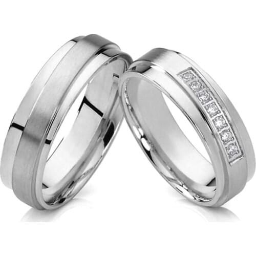 Marriage Alliances Engagement Wedding Rings set for men and women Couples pair white gold color stainless steel jewelry
