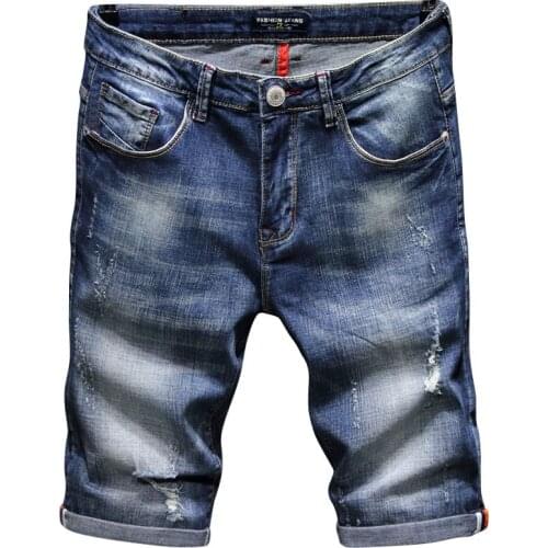 New Mens Stretch Short Jeans Fashion Casual High Quality Elastic Denim Shorts Male Brand Skinny Jeans
