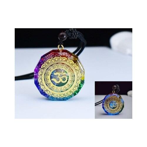 Orgonite Healing Pendant Sri Yantra Necklace Meditation 7 Chakra Energy Hinduism Natural Crystal Quartz Yoga Meditation Jewelry
