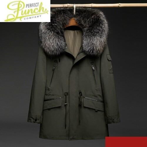 Natural Rabbit Liner Parka Winter Coat Men Real Raccoon Fur Collar Hooded Parkas for Mens Clothing 1808-4 YY802