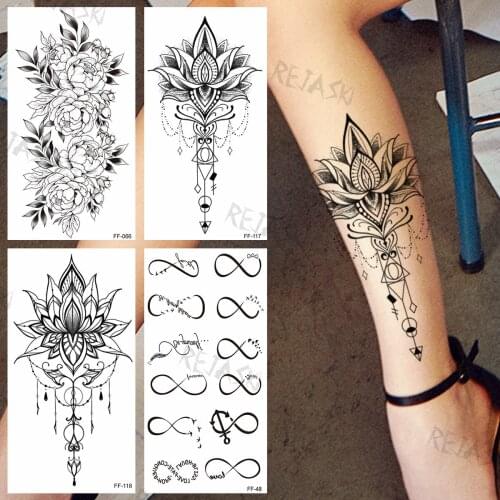 Fake Jewelrys Henna Temporary Tattoos For Women Girls Realistic Infinite Flora Fake Tattoo Sticker Leg Arm Tatoos India