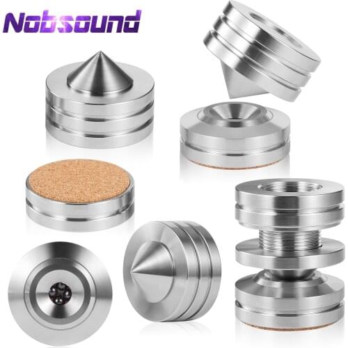 Nobsound Stainless Steel+Ceramic Bead Speaker Spikes+Pads Amplifier Isolation Stand Feet Anti-vibration Mounts Mats for Players