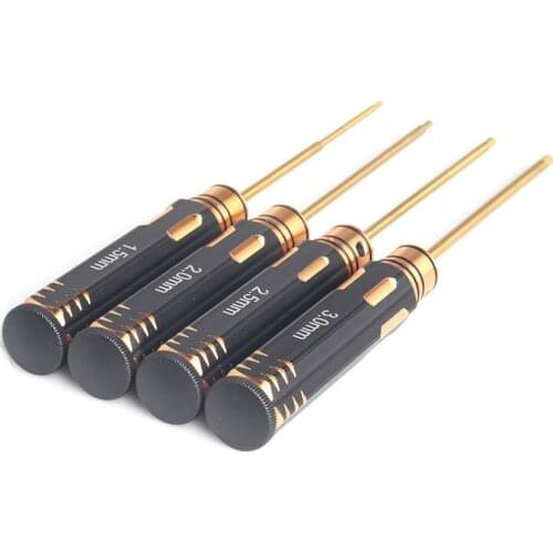 RC Tools 4Pcs Hex Screw Driver Set Titanium Plating Hardened 1.5 2.0 2.5 3.0mm Screwdriver For Rc Helicopter Car Ship Rc Toys