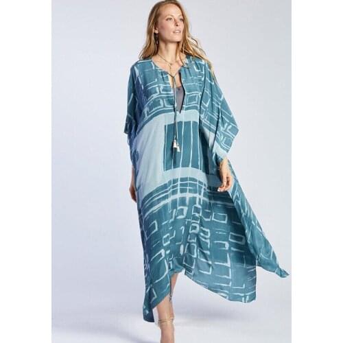 Sexy Deep V-neck Boho Summer Beach Dress Sarong Pareo Plus Size Beachwear Swimsuit Cover Up