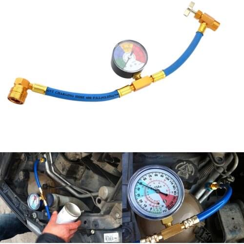 R134A Air Conditioning Refrigerant Charging Hose with Gauge for Car (1/2 Thread for American and Europe) A35