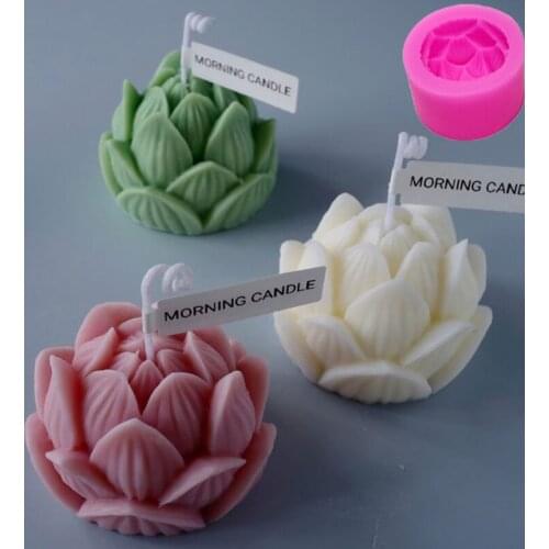 3D Lotus Flower Silicone Mold Aromatherapy Candle Silicone Mold Handmade Soap Mould Plaster Mold Flower Shape Cake Decorating