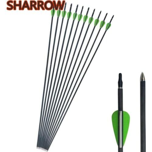6/12Pcs 31" Archery Pure Carbon Arrows Spine 600 Recurve Compound Bow Target For Outdoor Hunting Shooting Camping Accessories