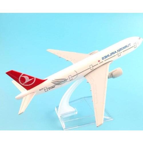 1/400 16cm Turkish Airliner 777 Plane Aircraft Airplane Model Kids Gift Souvenir Airliner Simulation Aircraft Toy Collectible