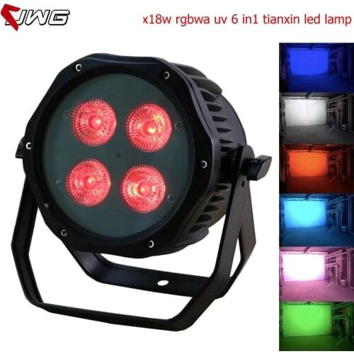 Free Shipping Outdoor Waterproof 4x18W RGBWA+UV 6in1 Tianxin Lamp Led Par Light IP65 Stage Light Led Par 64 Wedding Show Light