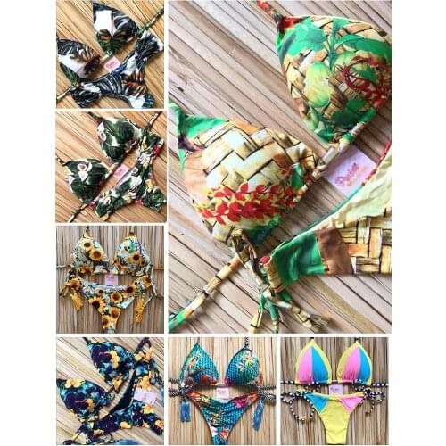 2019 Hot Micro Bikini Push Up Sexy Swimwear Women Printed Summer Swimsuit Beachwear Brazillian Bikini Set Push Up Bathing Suit