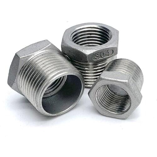 1/8'' - 2'' BSP Female Thread 304 Stainless Steel Reducing Bushing DN6 - DN50 Water Pipe Fitting SS304 Sleeve Joint Connector