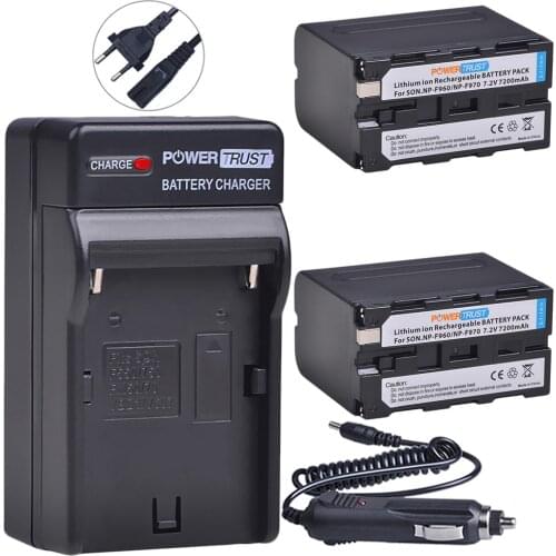 2x NP-F970 NP-F960 Battery and Charger for Sony F960 F970 NP-F975 NP-F950 NP-F930 NP-F770 NP-F750 NP-F550 HDR-FX1 HDR-AX2000