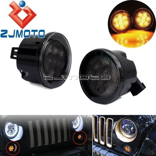 2x Amber LED Turn Signal Lights Turn Indicator Blinkers For Jeep Wrangler 2007-2017 Front Turn Signals Lamp
