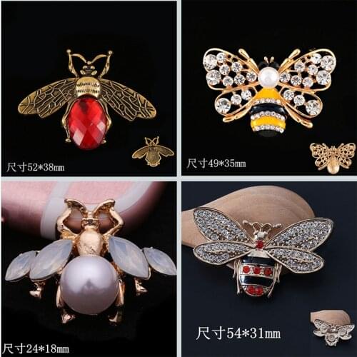 36-Styles Novelty Insect Buttons Flat Metal Rhinestone Brooch Button Clothing Handicrafts DIY Women Statement Jewelry Accessorie