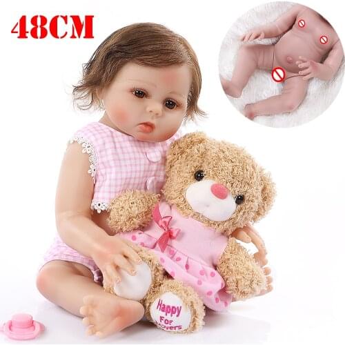 48cm Full real silicone reborn toddler baby dolls lifelike soft touch bebe reborn doll water proof bath toy