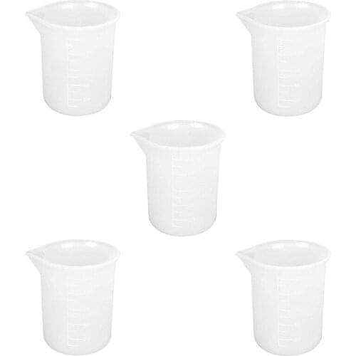 5 Pieces Silicone Cups for Resin,Measuring Cup Precision Scale Clear Graduated Cups,for Handcrafted Art Waxing / Kitchen