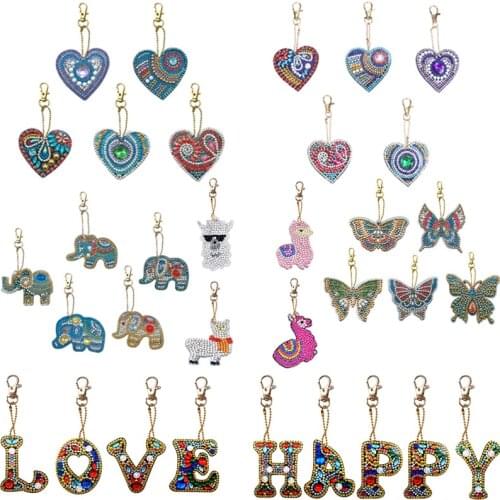 DIY Special Shaped Full Drill Diamond Painting Keychain Key Ring Embroidery Painting Gifts Cross Stitch Pendant