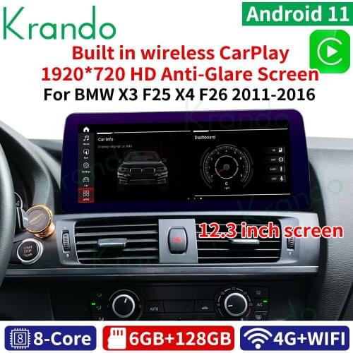 Krando Android 10.0 4+64G 12.3'' car head unit for BMW X3 F25 / X4 F26 2011-2016 NBT CIC multimedia car android navigation