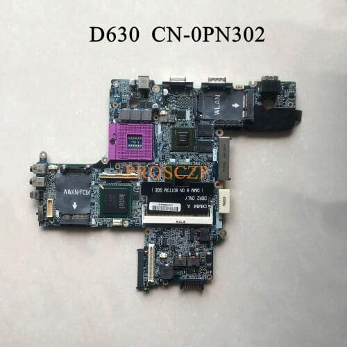 Free shipping For DELL D630 Laptop motherboard CN-0PN302 0PN302 PN302 100% working well