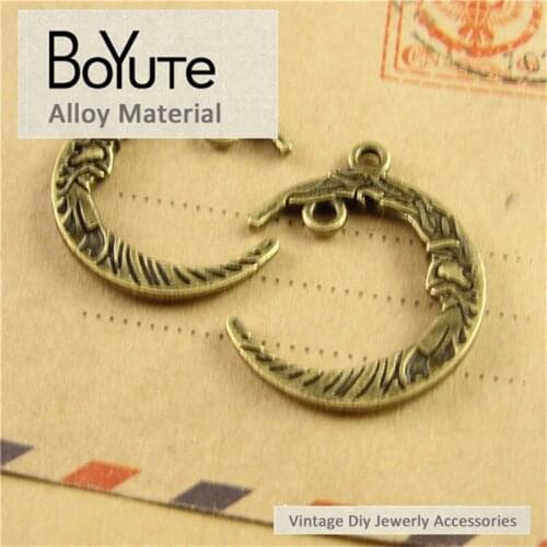 BoYuTe (60 Pieces/Lot) 21*26MM Vintage Antique Bronze Plated Zinc Alloy Moon Pendants for Jewelry Making Findings