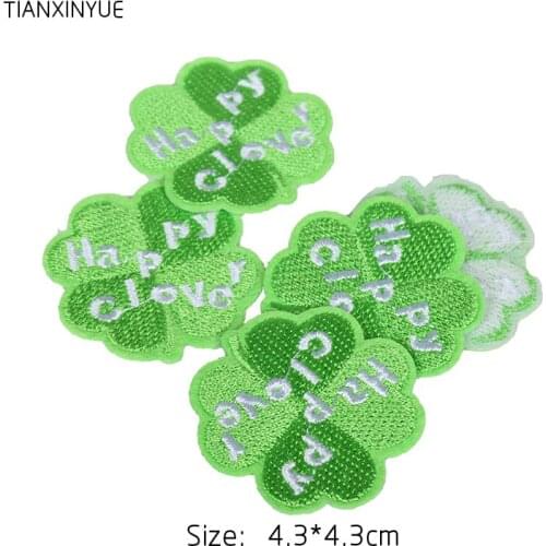 TIANXINYUE Brand Patch 20pcs/lot Clover Embroidered patches iron on patch Motif sew on iron on Applique DIY accessory