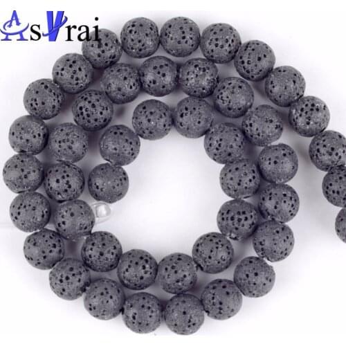 Natural Stone Beads A+ Black Lava Volcanic Rock Loose Round Beads for Jewelry Making Diy Earring Bracelets Perfume Essential Oil