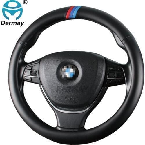 Sheepskin Genuine Leather Steering Wheel Cover for BMW e46 e90 e39 f20 e60 e87 e83 e91 serie 1 2 3 4 5 6 7 X1 X2 X3 X4 X5 X6 X7