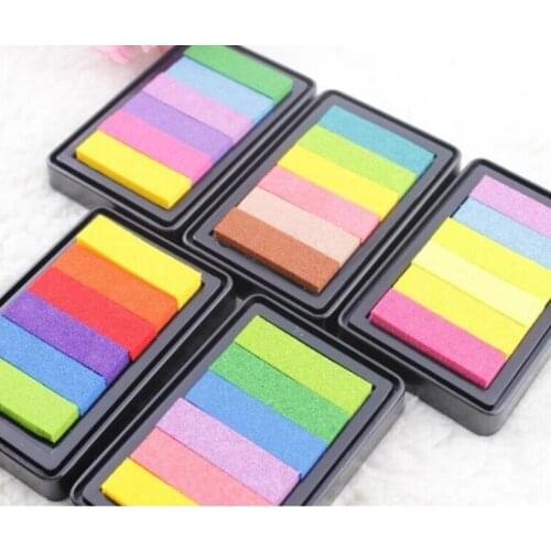 11pcs set Lovely colorful big size inkpads stamp pad 4-color 6-color gradient color inkpad Wholesale free shipping
