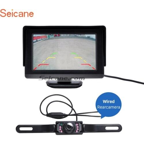 Seicane HD Digtal TFT LCD Monitor 4.3 Inch Display with Backup RearView Camera Reverse Parking with Wire Rearview Camera free