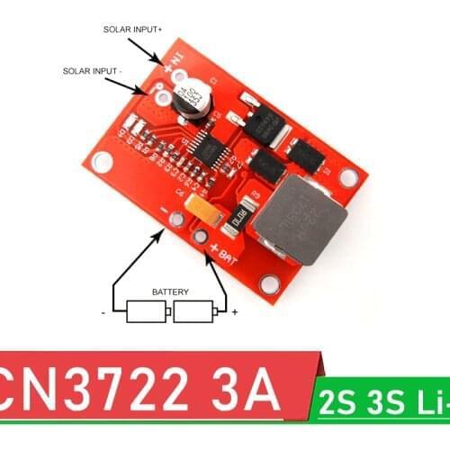 CN3722 3A MPPT Solar Energy Panel Controller 2S 3S 7.4V 8.4V 12V Li-ion Lithium Battery Charge control Module Charging 18V Input