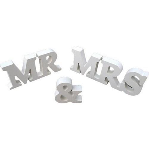 White Wood Wooden Letter MR&MRS For Wedding Party Hotel Home Anniversary Decoration New