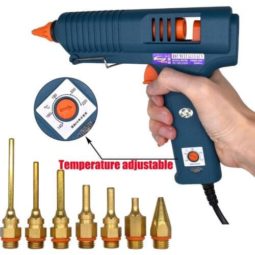 DIY 150W Hot Melt Glue Gun with Temperature Control for Home Industrial Manufacture Use 11mm Glue Sticks Pure copper nozzle