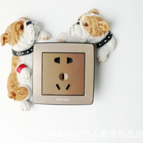 European Electric Socket British Bulldog Resin Home Protective Cover Creative Switch Wall Sticker Room Decoration