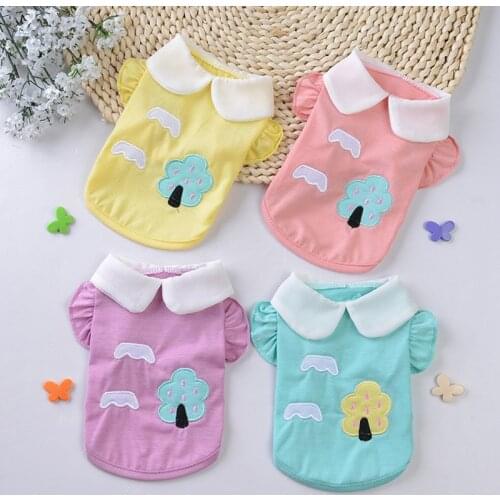 Spring And Summer Dog T-Shirt Pet Shirt 100% Cotton Dog Clothes Pink Puppy Vest Clothing XS-XL Free Shipping