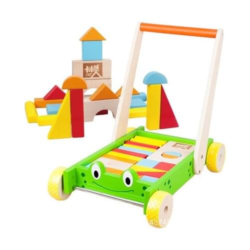Walkers Activity Gear Wooden baby walker kids toys letter learning blocks cart chodzik andador para bebe loopstoel trotteur bebe