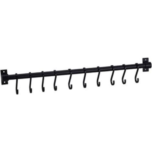 Quality Black 10 Hooks Wall Hanging Rail Rack Kitchen Utensil Wall Mounted Hanging Shelf Rack Durable Rustless Storage Shelf