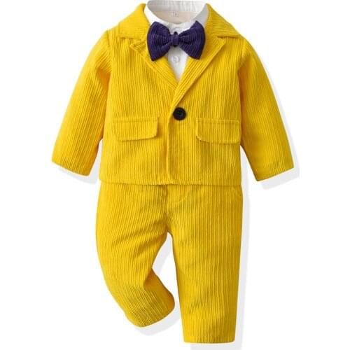 Tem Doger Winter Autumn Boys Clothing Set Gentleman Style Long Sleeve White Bowtie Shirt+Jackets+Trousers 3PCS Outfits Wedding