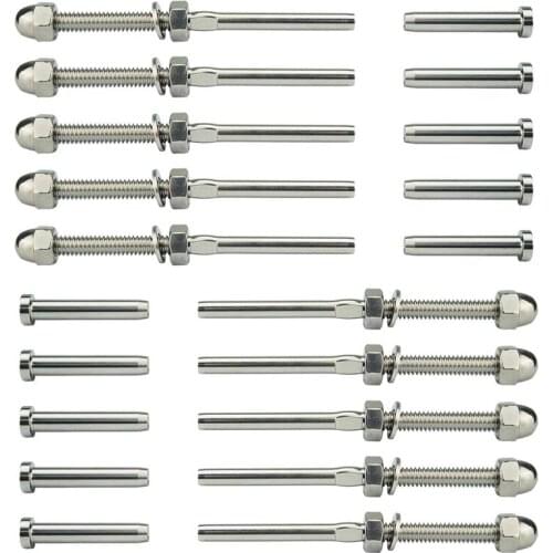 Threaded Bolt And Pedal Ball Cable Railing Kit End Fitting 0.32 Cm,T316 Marine Grade Stainless Steel Stair Tread Rail Wood Colum