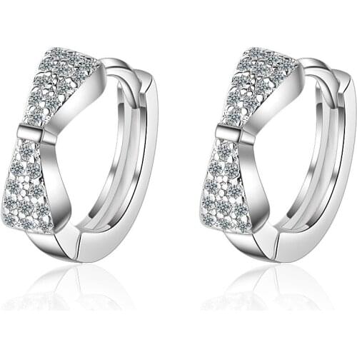 Korean Fashion Charm Female Jewelry Exquisite Full Zircon Bow Earrings Elegant Girl Earrings Birthday Party Jewelry Gifts