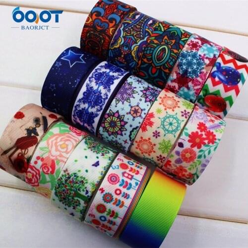 1612138 ,1'' 25MM flowers Printed grosgrain ribbon, DIY handmadeHair accessories gift wrapping , Decorative materials