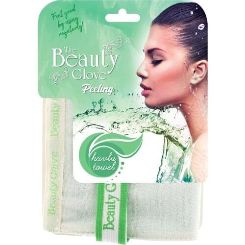 The Beauty Glove One side is 100 Floss, other side is 100 Cotton Exfoliating Bath Mitt With Towel