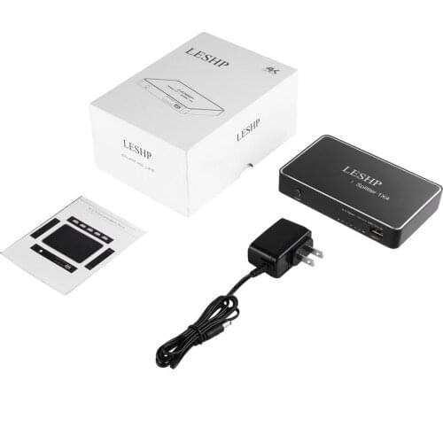 LESHP 1 Port HDMI Input 4 Port HDMI Output HDMI 2.0 Splitter With USB Charge Support 1080P 3D Compliant HDMI 2.0 HDCP 2.2
