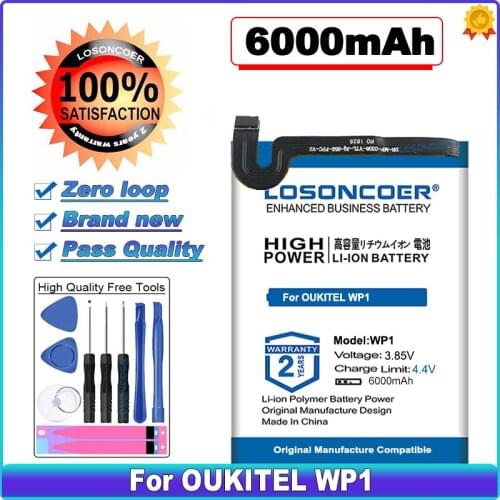 LOSONCOER High Capacity Battery 6000mah WP1 Battery for Oukitel WP1 Batteries ~In Stock