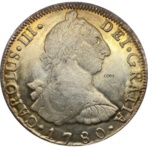 Mexico Coin 8 Reales Carlos III 1780 Coin Cupronickel Plated Silver Copy Coin