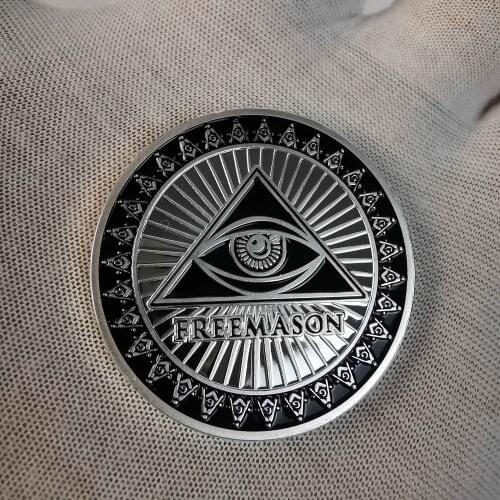 Masonic Freemason Coin Silver Commemorative Coin European Brotherhood Collectible Souvenir Gift Creative Coins