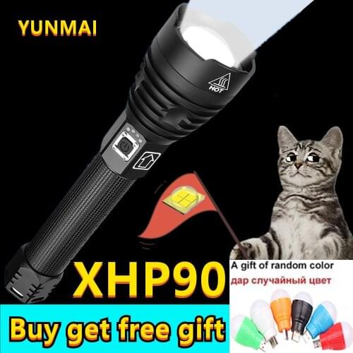 USB Powerful xhp90.4 Flashlight Torch Super Bright Lamp Rechargeable Zoom LED Tactical Torch xhp70 xhp50 18650 or 26650 battery