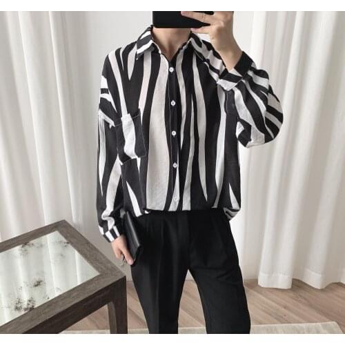 Zebra Striped Long Sleeve Shirt Mens Summer Thin Korean Trend Sunscreen Shirt Luxury Vintage Shirt Temperament Designer Shirt
