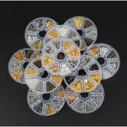 Jewelry Findings Making Single Rings/Extender Chain/Claps/Earring Hooks/Pins/Clip Round Box Beads Kit For DIY Earring Necklace