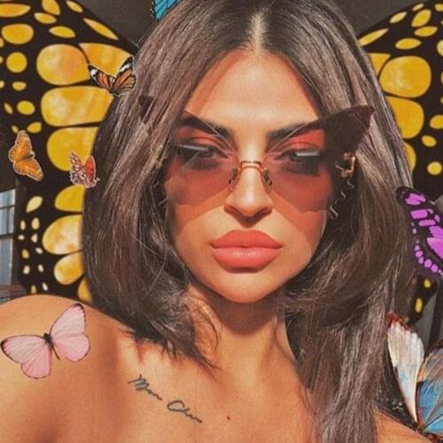 2020 New Anti-Reflective Metal Butterfly Frame Glasses Classic Women Sunglasses Vintage Brown Mirror Glasses Men Uv400
