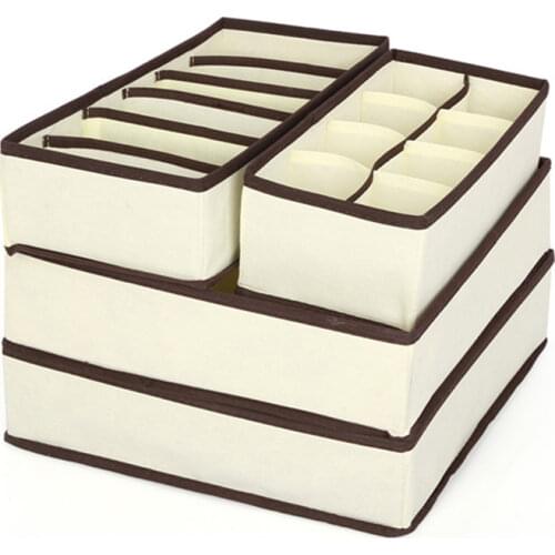 New style socks fabric underwear bra panty storage box beige drawer cabinet storage box underwear scarf socks bra box set of 4